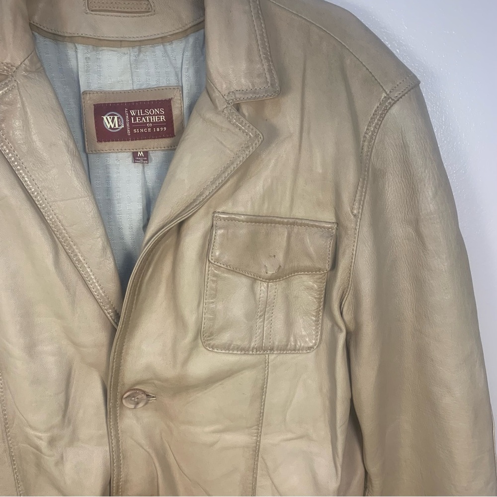 VTG Wilson’s Distressed Leather Jacket Tan Buttery Soft - Picture 3 of 16